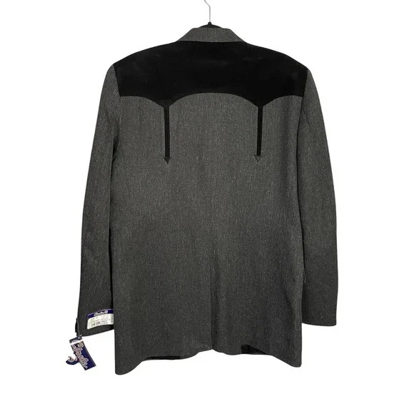 NWT Circle S Mens Boise Sport Coat Mens 44L Gray Black Suede Yoke Cowboy Western